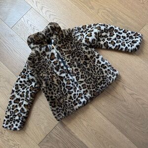 C&C California Girls “Cool Cat” Faux Fur Leopard Print Coat - Size 5T - Like New